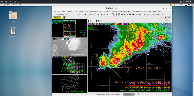 Screenshot of AWIPS Cave in web browser using VLab service