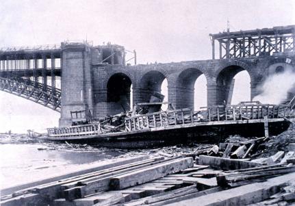 Damage to the Eads Bridge in St. Louis after a tornado on May 27, 1896. Image from NOAA Photo Library