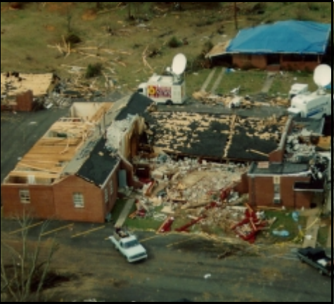 Destruction of the Goshen United Methodist Church in Piedmont, AL, March 27, 1994.
