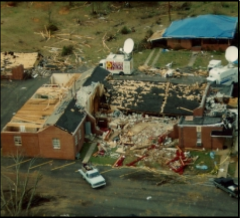 Destruction of the Goshen United Methodist Church in Piedmont, AL, March 27, 1994. 