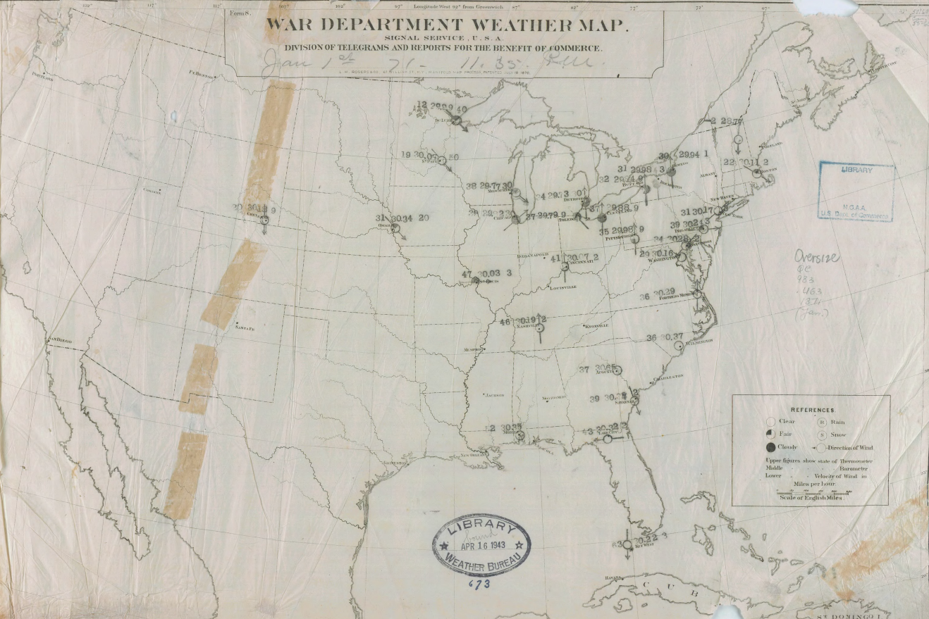 Weather map for January 1, 1871