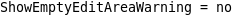 Show Empty Edit Area Warning Example
