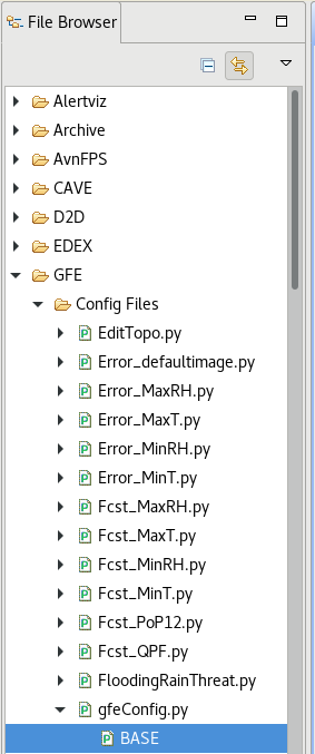 Location of gfeConfig.py in the Localization Perspective