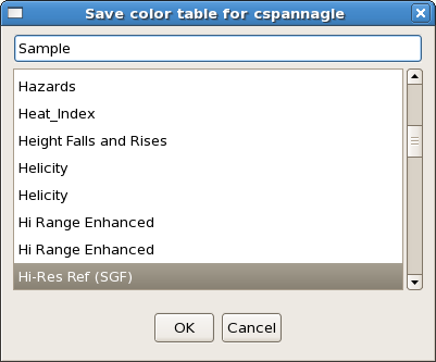 The save color table GUI