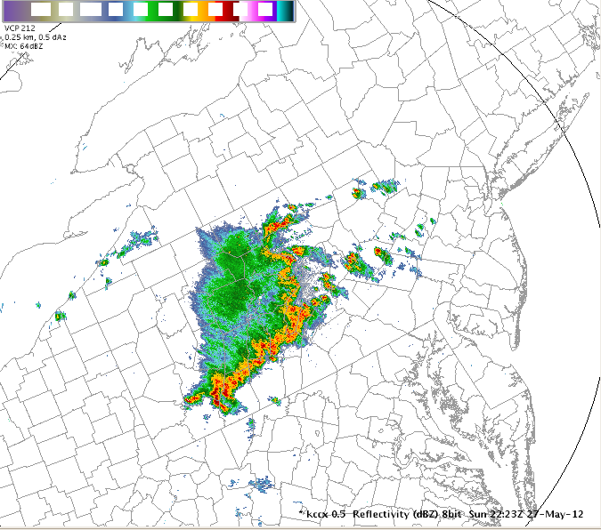 Example plot of radar reflectivity