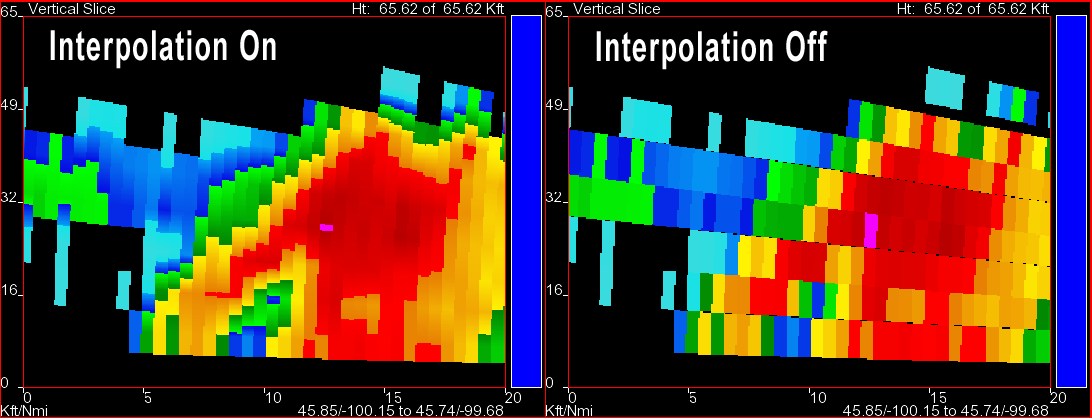 FSI vertical cross-section showing data with interpolation on (left) and interpolation off (right)