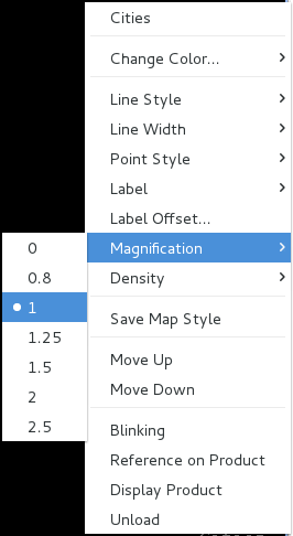 Selecting Magnification from the product legend
