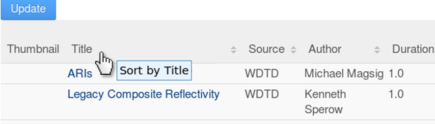 By clicking on the column headers, AIR search results can be sorted by any field