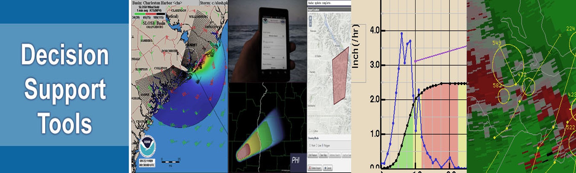 Decision Support:  The synthesis, display, and manipulation of data and guidance from various sources to aid the Weather Forecast Offices (WFO), River Forecast Centers and National Centers forecasters and other users in interpreting the wealth of information available at the WFO.