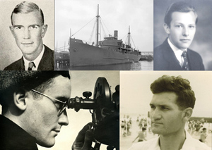 Weather Bureau personnel, clockwise from top right: Lester Fodor, Edward Weber, George Kubach, Luther Brady